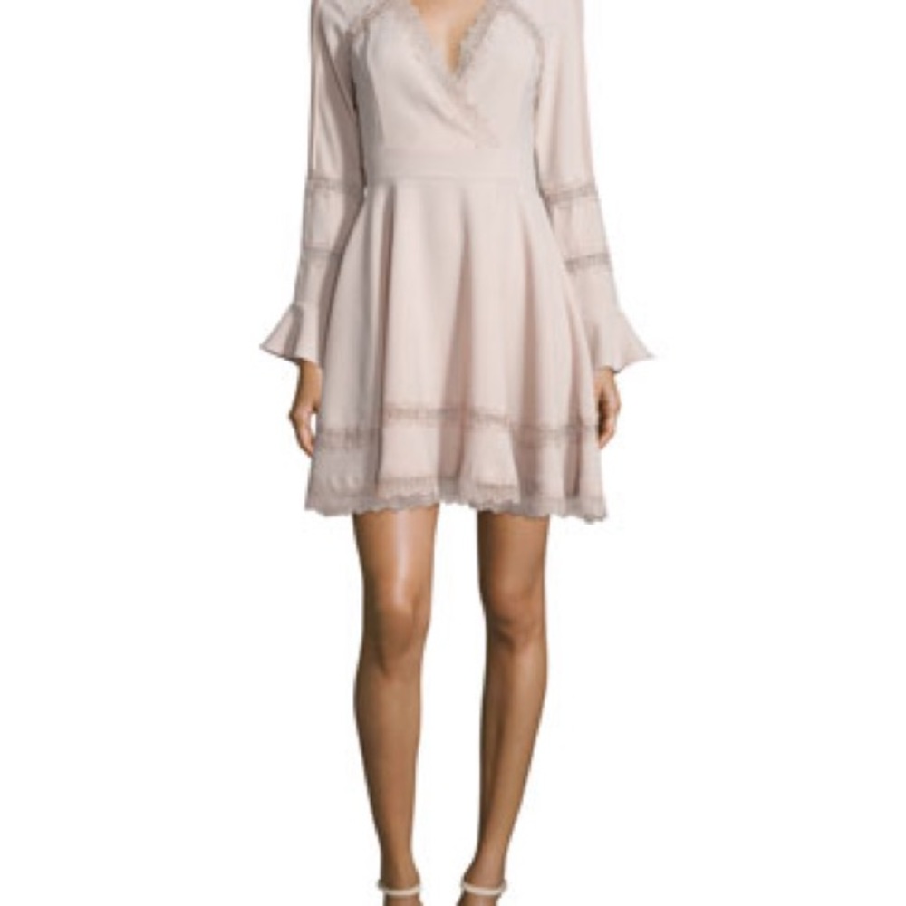 NWT NICHOLAS Lace Insert Keyhole Front Dress Blush, Sz.8